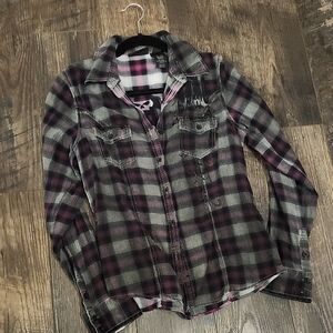 Plaid Harley Davidson Button-Up